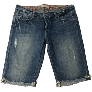 Paige 28 distressed Bermuda length denim shorts
